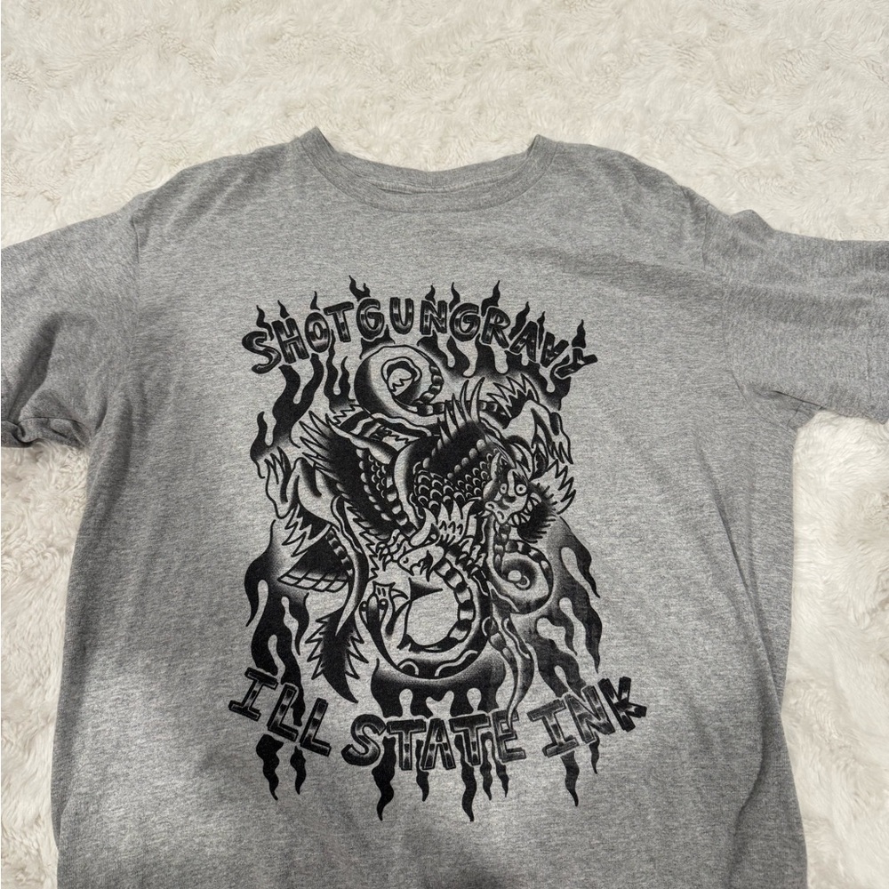 Gray Graphic T-Shirt with Black Design
